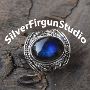 Labradorite Ring, 925 Sterling Silver Ring, Gemstone Ring, Statement Rings, Gift for her, Boho Ring, Handmade Ring, Labradorite Jewelry