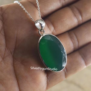 Natural Green Onyx Pendant 925 Solid Sterling Silver Pendant Handmade Green Onyx Gemstone Pendant Gift For Her Onyx Pendant