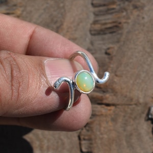Sterling Silver Opal Ring: Natural Fire Stone Boho Ring