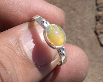 Natural Ethiopian Opal Ring: Handmade Sterling Silver Jewelry (6 X 8 MM)