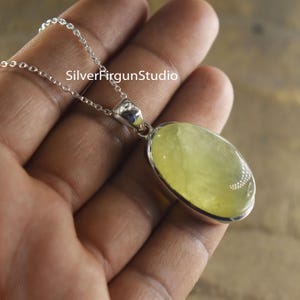 Natural Prehnite Pendant 925 Solid Sterling Silver Pendant Handmade Prehnite Gemstone Pendant Gift For Her Silver Prehnite Pendant gift
