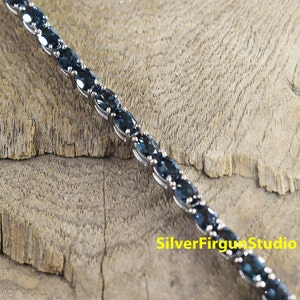 Natural London Blue Topaz Bracelet, 925 Solid Sterling Silver, Tennis Bracelet, London Blue Topaz Gemstone Bracelet, Gift for her