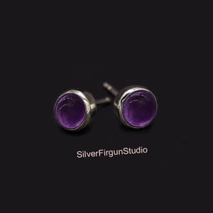 Amethyst Stud Earrings | 925 Sterling Silver Purple Post Earrings | Silver Amethyst Jewelry | Healing Gemstone | Tiny Amethyst Studs