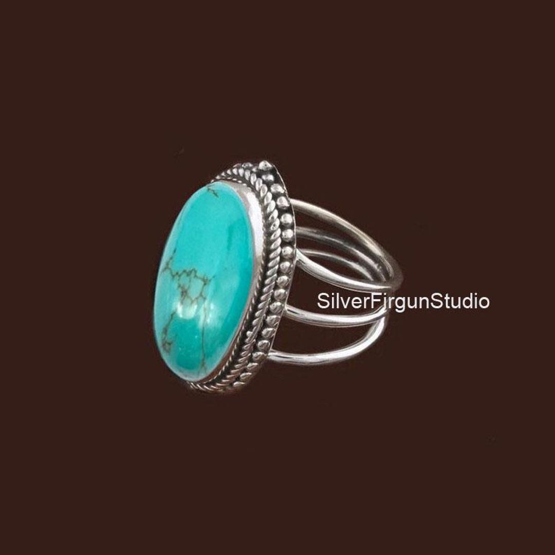 Natural Tibetan Turquoise Ring, Handmade Ring, 925 Sterling Silver Ring ...