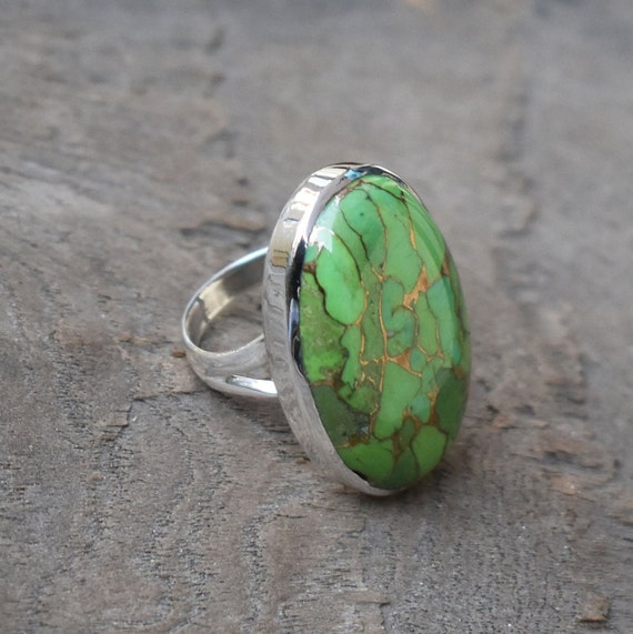 Green copper shop turquoise ring