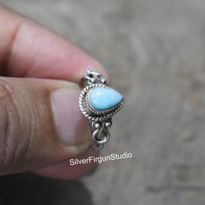 Natural Larimar Ring, Sterling Silver Ring, Genuine Larimar Ring, Larimar Silver Ring, Boho Ring, Statement Ring, Wedding Ring