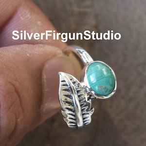 Tibetaans turkoois ring, 925 sterlingzilveren ring, natuurlijk turkoois, minimalistische sieraden, turkooizen edelsteen, Valentijnsdagcadeau voor haar