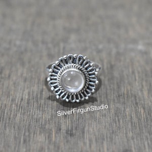 Rose Quartz Ring, Pink Quartz Silver Ring, 925 Sterling Silver Ring, 8mm Round Gemstone Ring, Wedding Ring, Pink Stone Ring, Gift for Her