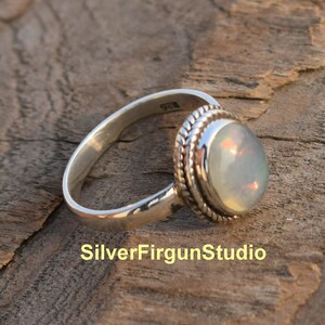 Handcrafted Ethiopian Opal Ring: 925 Sterling Silver Boho Charm Ring