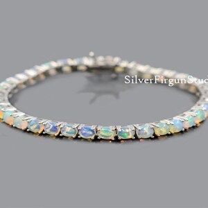 Natural Welo Ethiopian Opal Bracelet, 925 Solid Sterling Silver, Opal Tennis Bracelet, Opal Jewelry, October Birthstone, Gift For Her