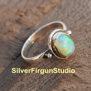 Ethiopian Opal Ring: 925 Sterling Silver Boho Gemstone Ring