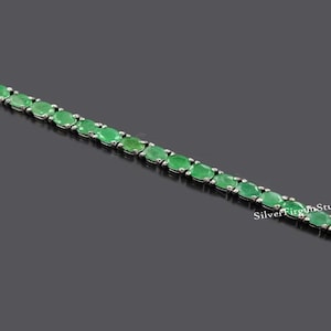 Natural Emerald Bracelet, 925 Solid Sterling Silver, Emerald Tennis Bracelet, May Birthstone, Emerald Jewelry, Anniversary Gift For Her