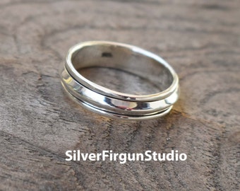 Sterling Silver Spinner Ring: Handcrafted Rotational Band