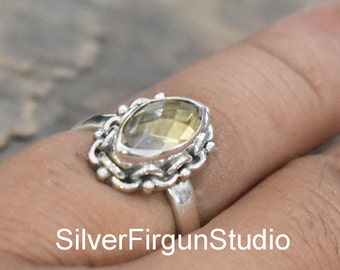 Marquise Cut Citrine Ring: Handmade 925 Sterling Silver