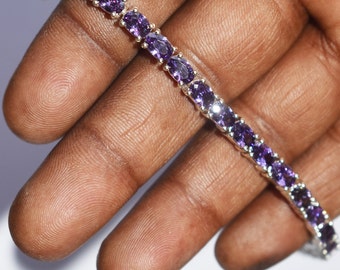 Purple Zircon Bracelet: 925 Sterling Silver Gemstone Jewelry