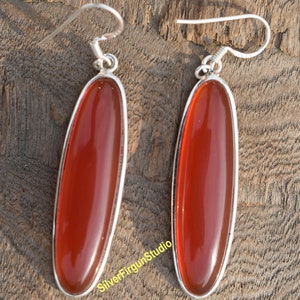 [韓国の人気ジュエリー] 925 silver. Carnelian earring Carnelian Earrings, 925 Sterling Silver Earring, Handmade