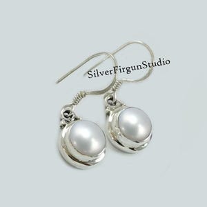 Natural Fresh Water Pearl Earrings, 925 Sterling Silver Earring, Handmade Earrings, Round Pearl Earrings ,Gift for Her