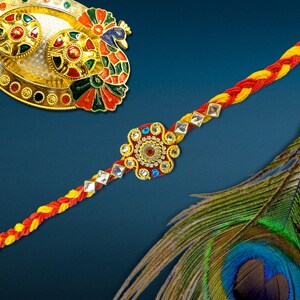 Beautiful and Premium Handmade Kundan Rakhi | Traditional Raksha Bandhan Thread | Indian Rakhi for Brother Bhai
