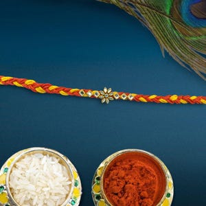 Beautiful and Premium Handmade Kundan Rakhi | Traditional Raksha Bandhan Thread | Indian Rakhi for Brother Bhai