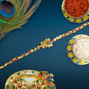 Beautiful and Premium Handmade Kundan Rakhi | Traditional Raksha Bandhan Thread | Indian Rakhi for Brother Bhai