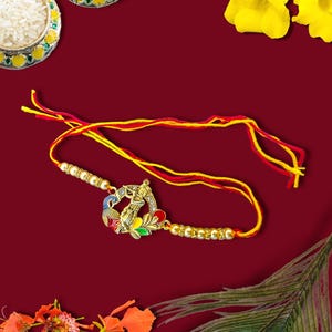 Handmade Designer Rakhi Beautiful Premium Raksha Bandhan Thread Rakhi for Brother Bhai Pendant Motif Rakhi