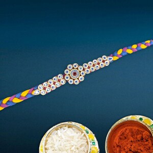 Beautiful and Premium Handmade Kundan Rakhi | Traditional Raksha Bandhan Thread | Indian Rakhi for Brother Bhai