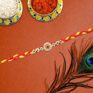 Beautiful and Premium Handmade Kundan Rakhi | Traditional Raksha Bandhan Thread | Indian Rakhi for Brother Bhai