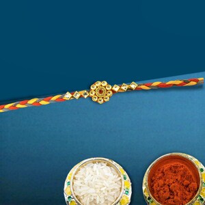 Beautiful and Premium Handmade Kundan Rakhi | Traditional Raksha Bandhan Thread | Indian Rakhi for Brother Bhai