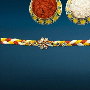 Beautiful and Premium Handmade Kundan Rakhi | Traditional Raksha Bandhan Thread | Indian Rakhi for Brother Bhai