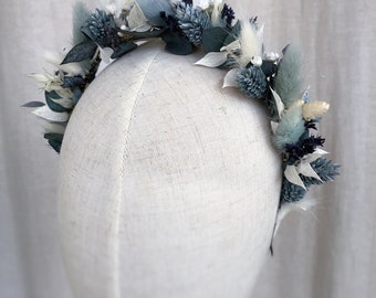 Hair wreath “Blue Light”, flower crown, wedding, festival, jewelry, floral decoration