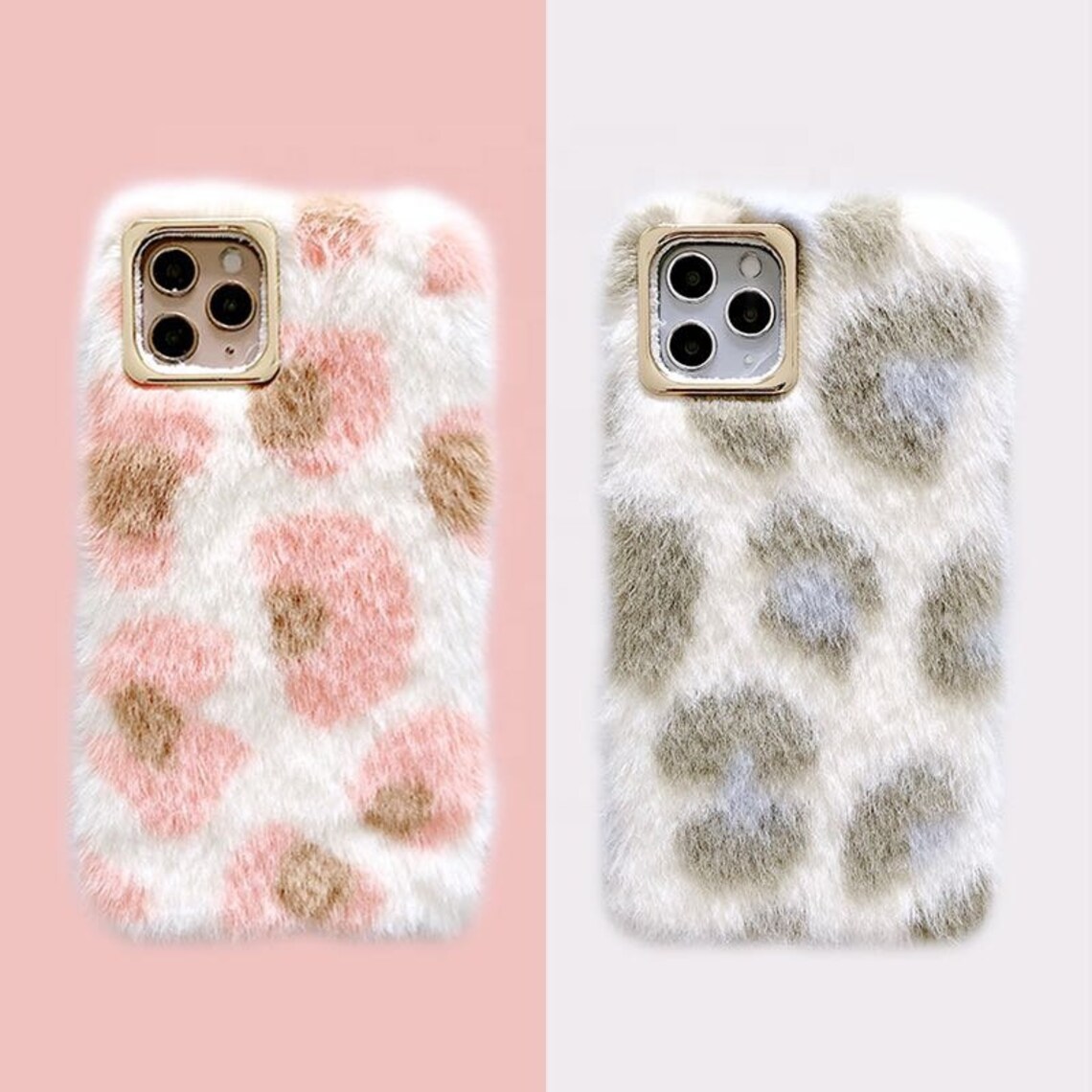 Furry Case Pink & white iPhone Fluffy Case Women Fashion Etsy