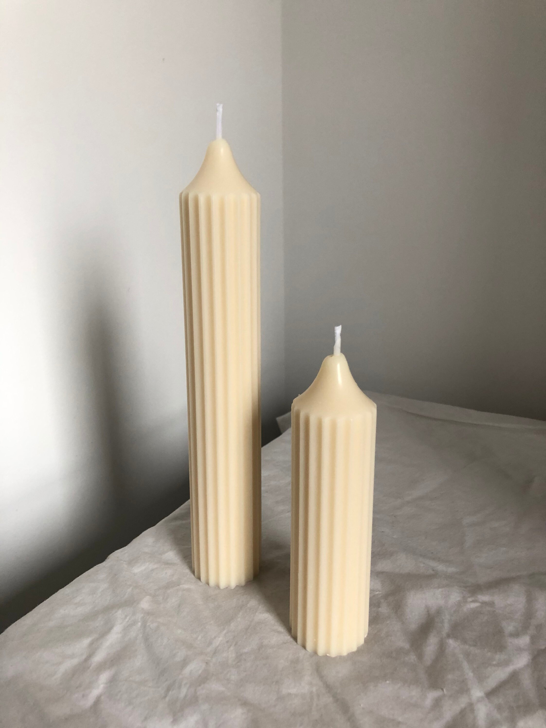 Ribbed Pillar Candle Etsy UK