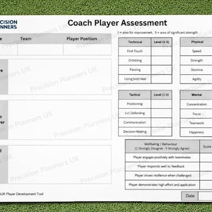 Youth Football Coach Player Assessment Form – Player Development Tool (A4 PDF)
