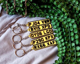 Personalisierte UK Nummernschild Schlüsselbund, individuelles Geschenk für neue Fahrer, 3D gedruckter Schlüsselanhänger