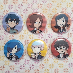 Persona Protag Buttons (clearance!)
