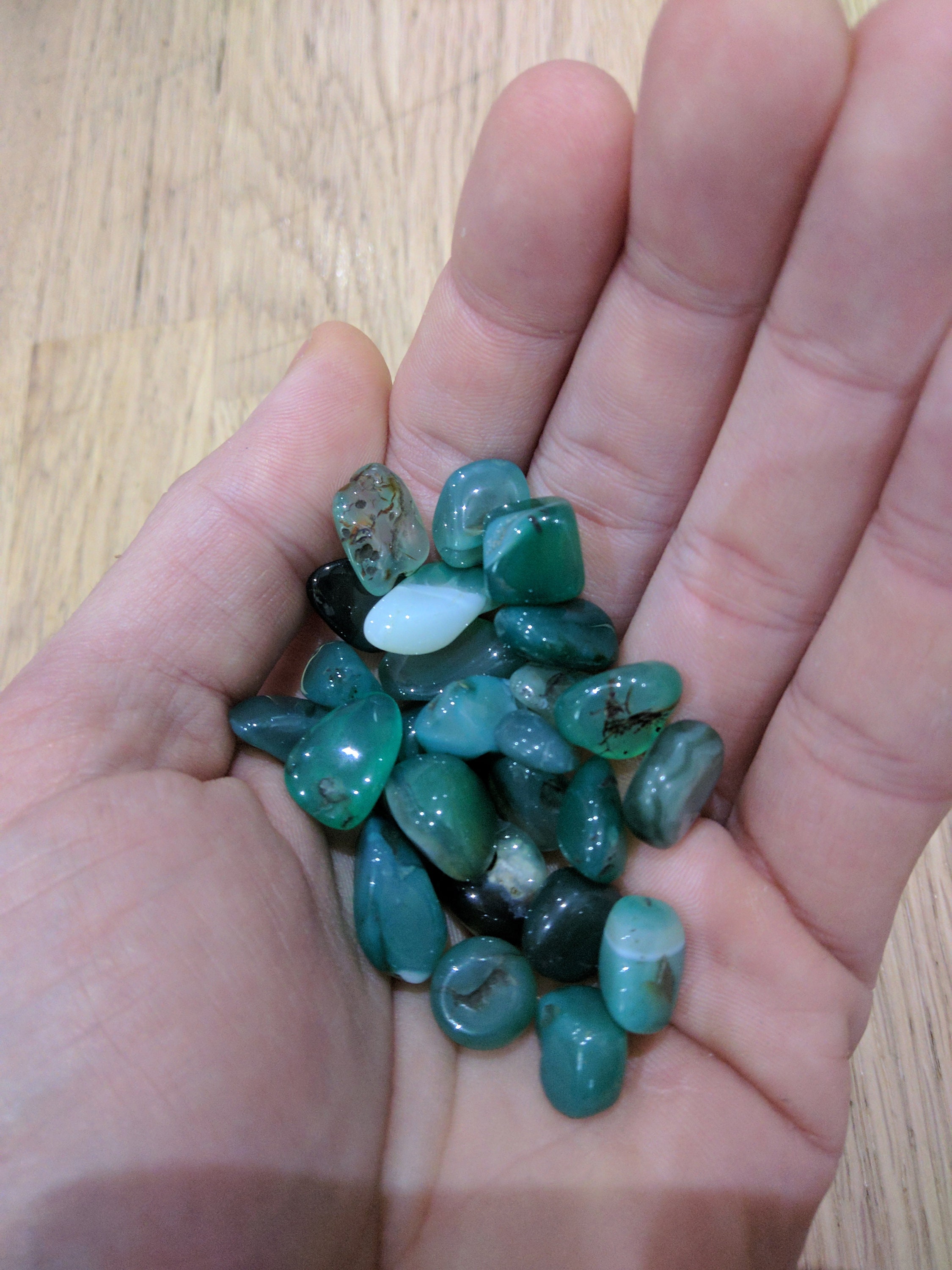 Pierre d'agate Verte Polie