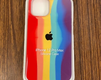 X1  New iPhone 12 Pro Max Silicone Case cover Rainbow