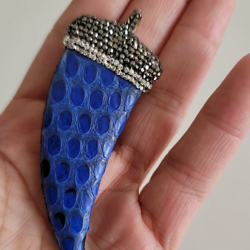 Python skin CZ Pave Pendant , Rhinestone for DIY Necklace woman pendant shops 85 mm , Large CZ pave pendant , Pendant for leather