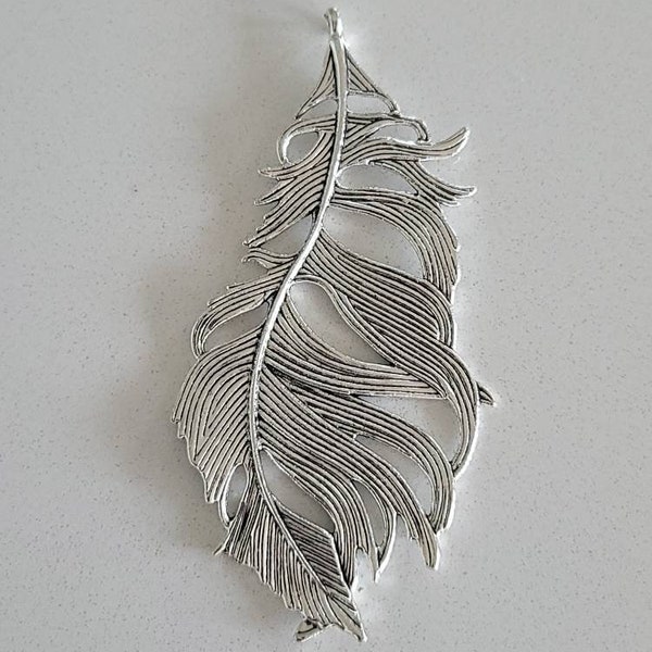 Tibetan Silver Large Leaf Charms Pendants for Necklace Jewelry Making Findings 85x42mm