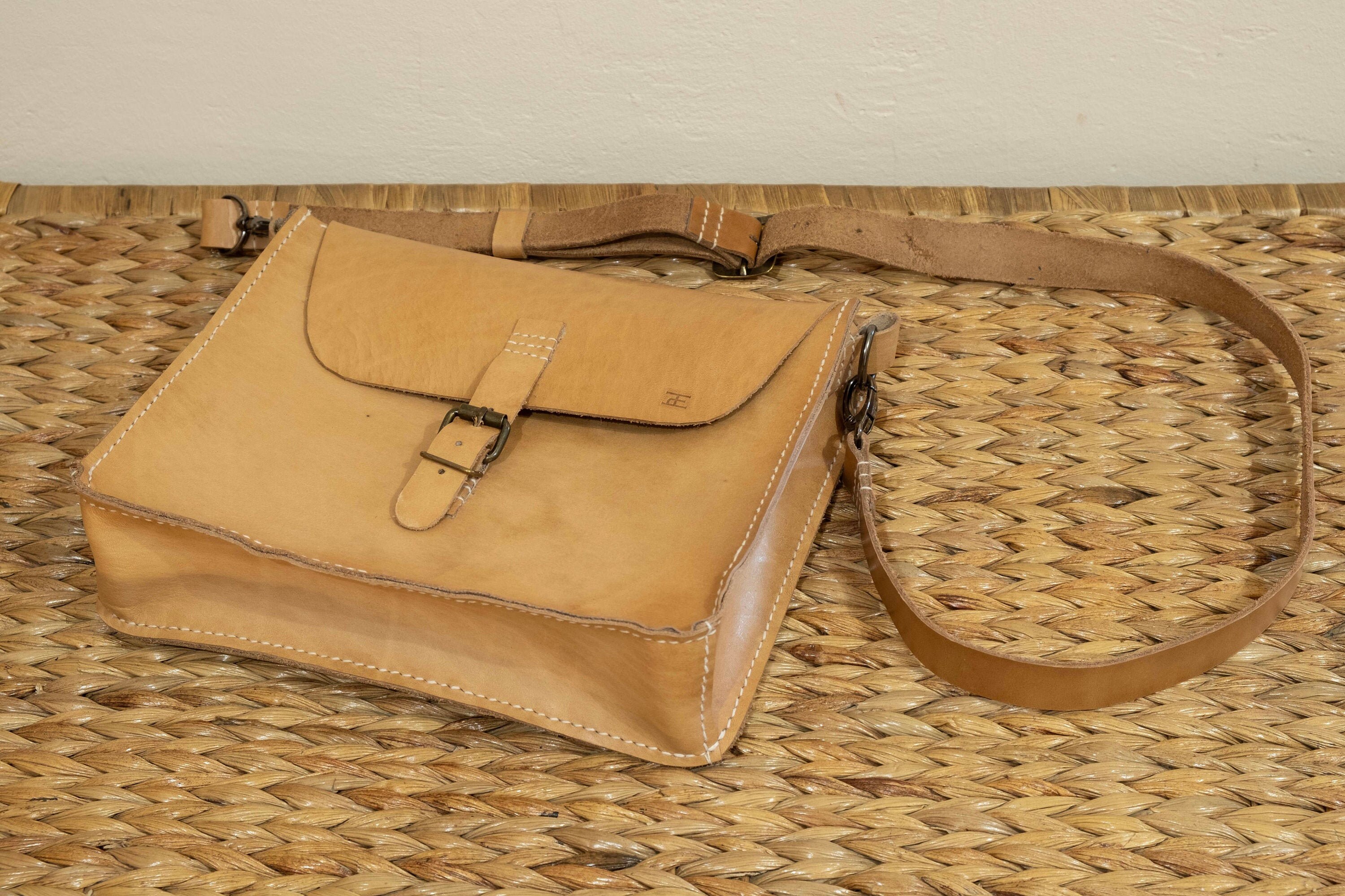 Hand Stitched leather shoulder bag Etsy