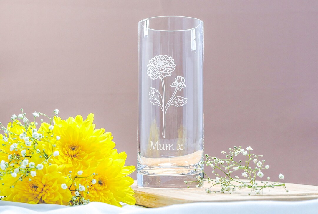 Personalised Birth Flower Vase Birthday, Christmas, Mothers Day