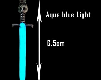 Luminous Glowing Antique Silver Sword Pendant with link Chain Knight Spear  Glow In The Dark pendant  for Men and Women, Free UK Delivery