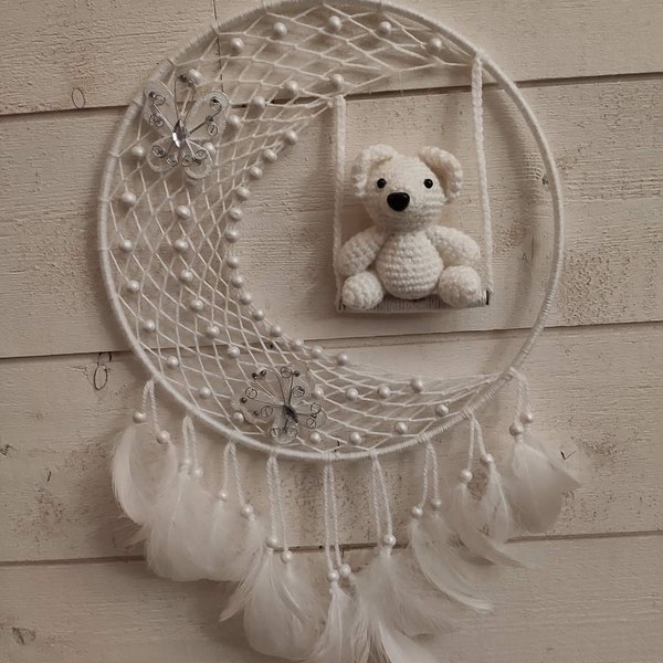 Attrape rêves 20cm de diamètre personnalisable petit ourson