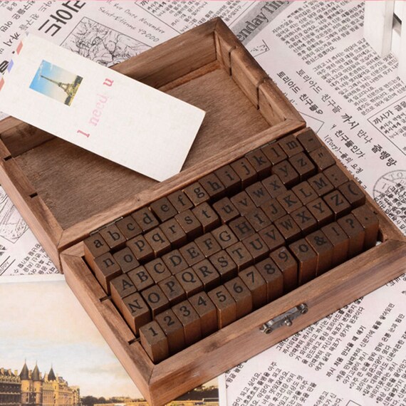 70pcs Alphabet Stamps Vintage Wooden Rubber Letter Number and Etsy