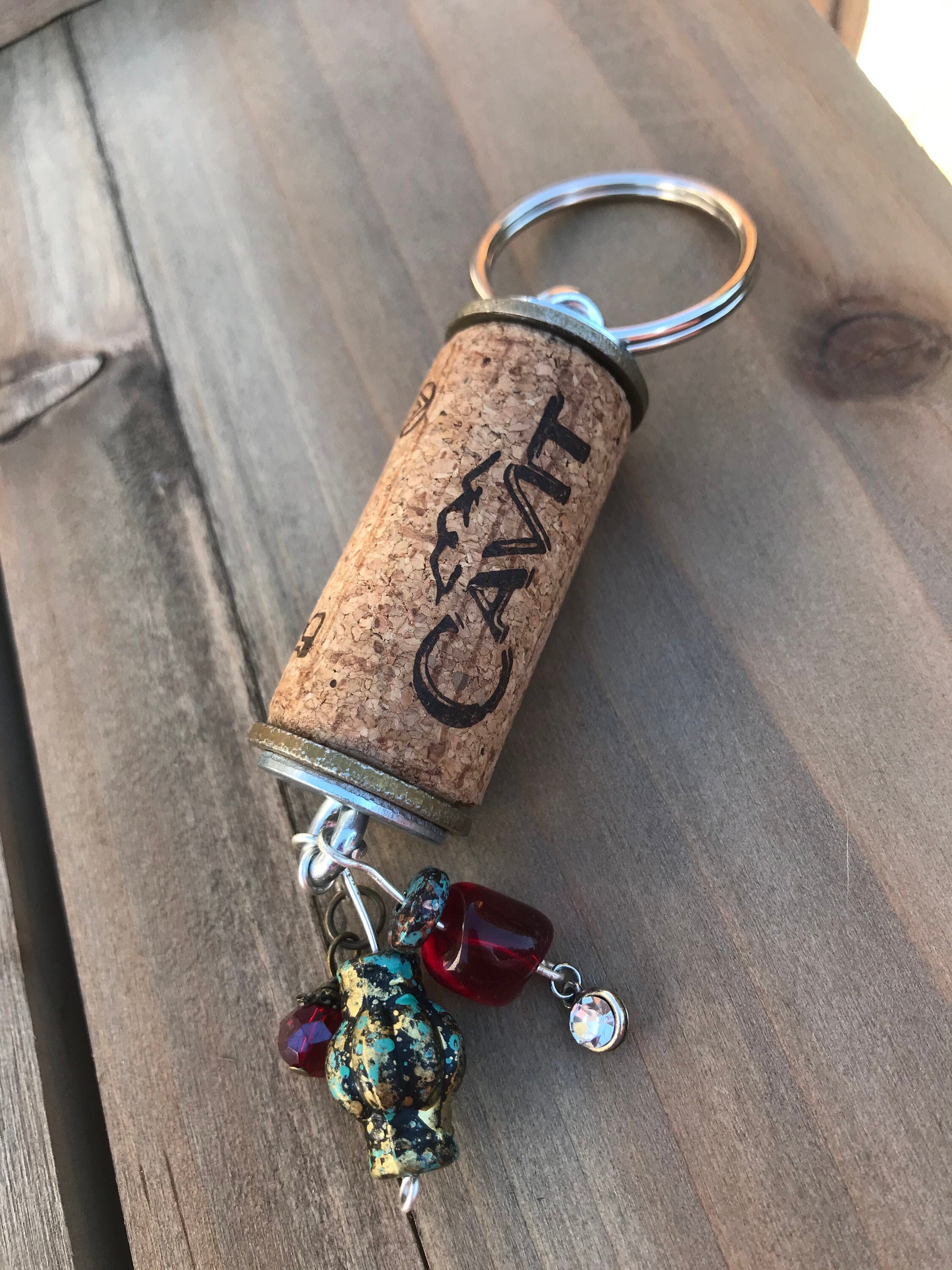 Beaded wine cork keychain/charm 10 Etsy