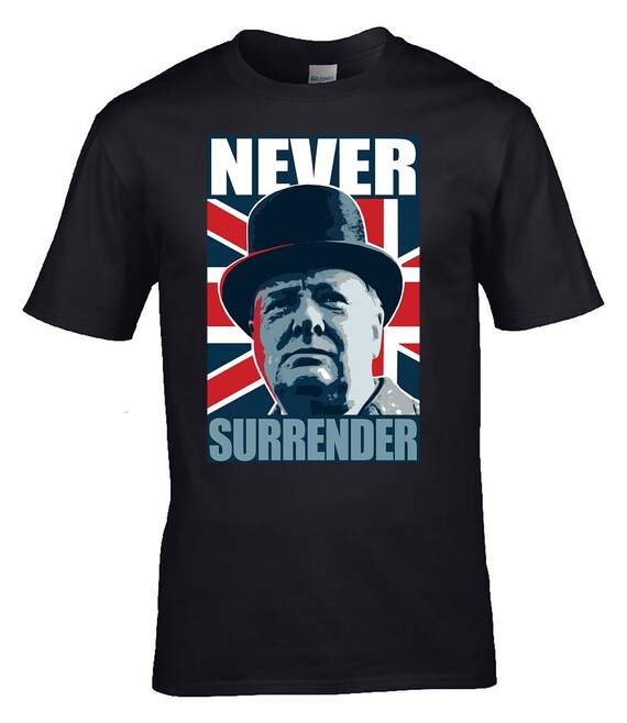 Winston Churchill Never Surrender Union Jack T-Shirt Winston Churchill Never Surrender Union Jack T-Shirt