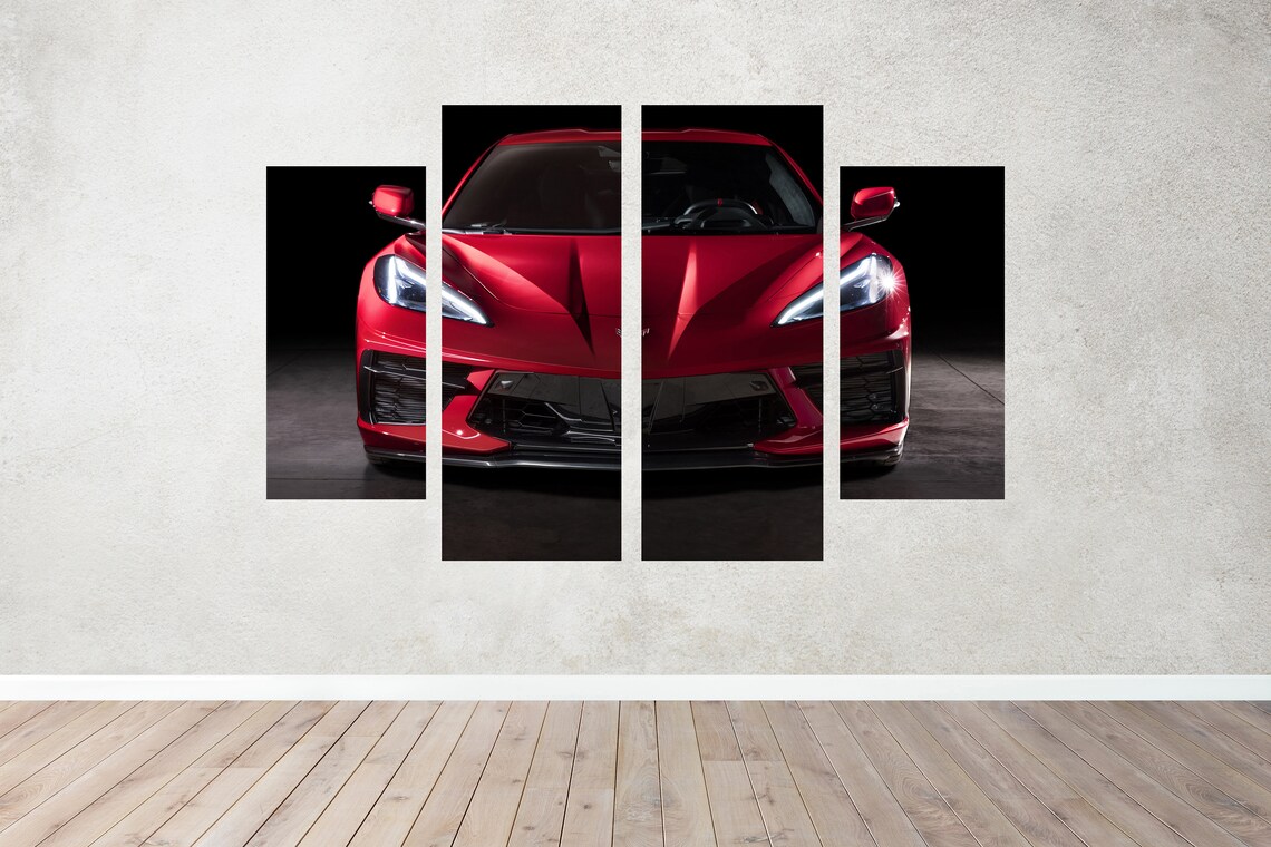 Corvette C8 Wall Decal Wall Art Mural Sticker Sports Wall Hole Etsy