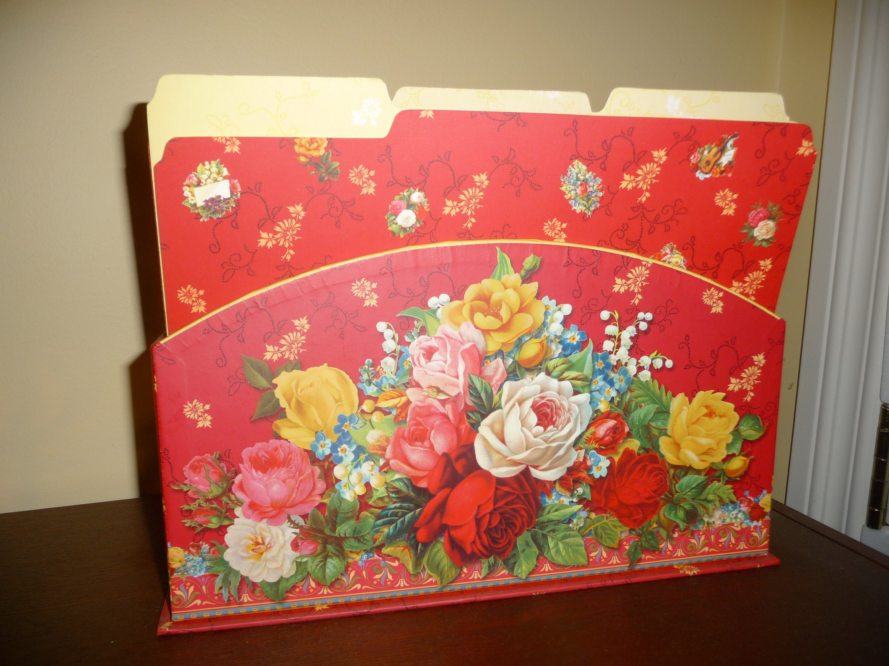 Floral Decorated File Folders & Decorated Holding Stand Etsy