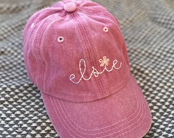 HAND EMBROIDERED TODDLER Ball Cap Personalized