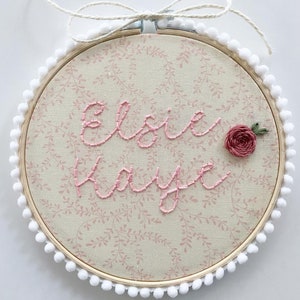 Floral Embroidery Name Hoop 6 Inch/Baby Announcement/Newborn gift/Baby Shower Gift/Custom Baby Gift/Baby Name Reveal/Baby Name Embroidery image 10